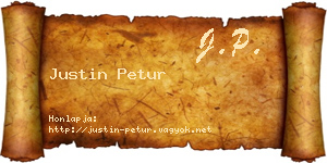 Justin Petur névjegykártya